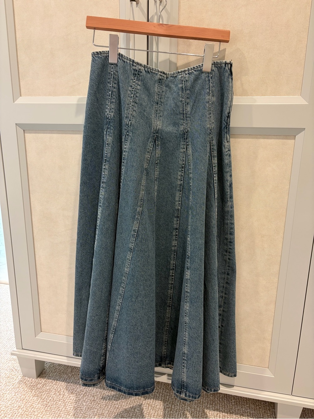 MASSIMO DUTTI Denim Panel A-Line Midi Skirt - Blue - Picture 5 of 6